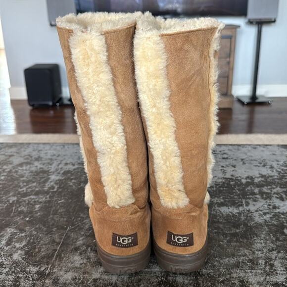 UGG Austrailia Sunburst Tall Leather/Shearling Boots Size 10 - Picture 2 of 7